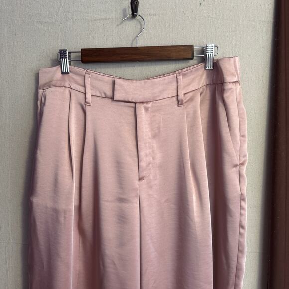 A New Day Dress Pants Size 14 Pink Silky Recycled Polyester Elastic Waist Pocket - Picture 2 of 13